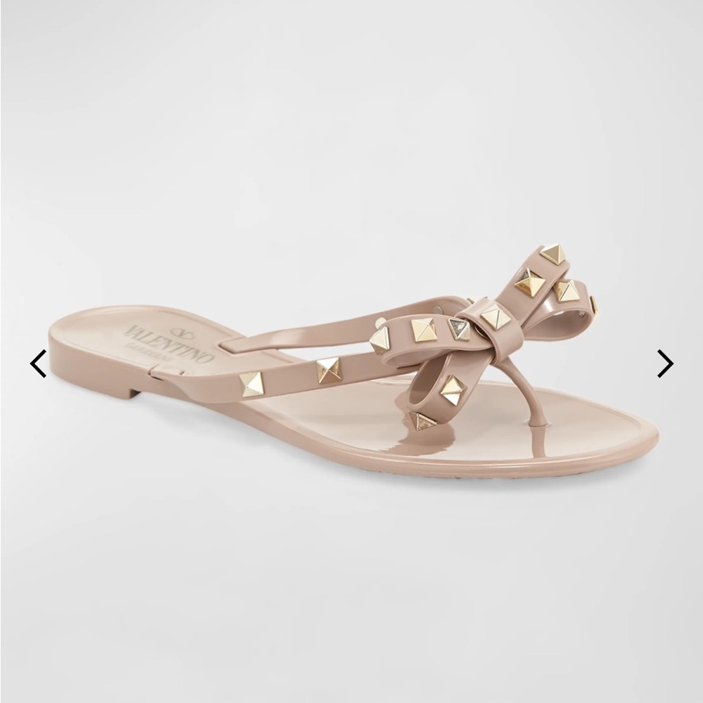 Valentino Women's Beige Studded Bow Sandals
